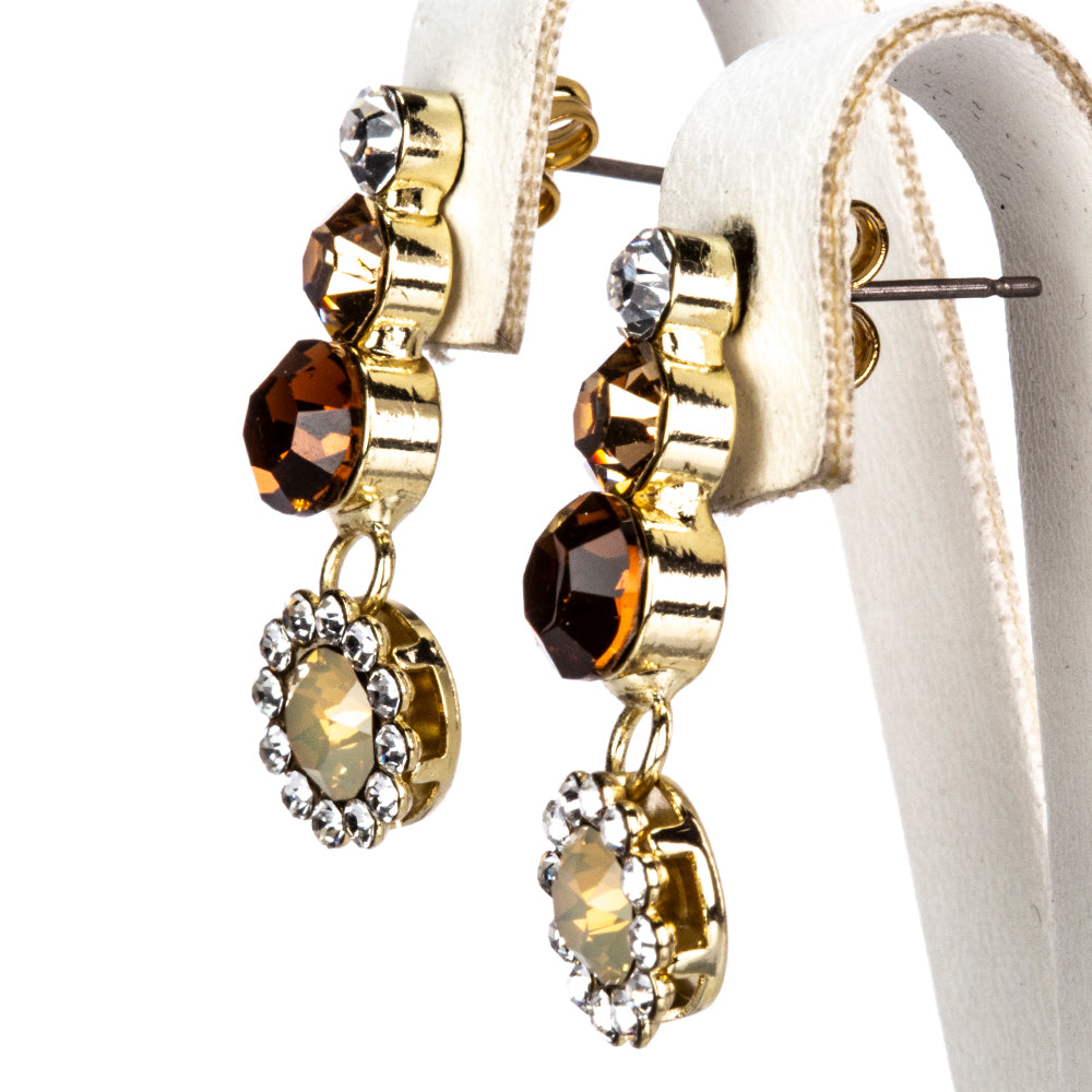 Set din Aliaj Placat cu Aur cu Perlă de cristal și Cristal Alb Emporia® ( Colier+Cercei )