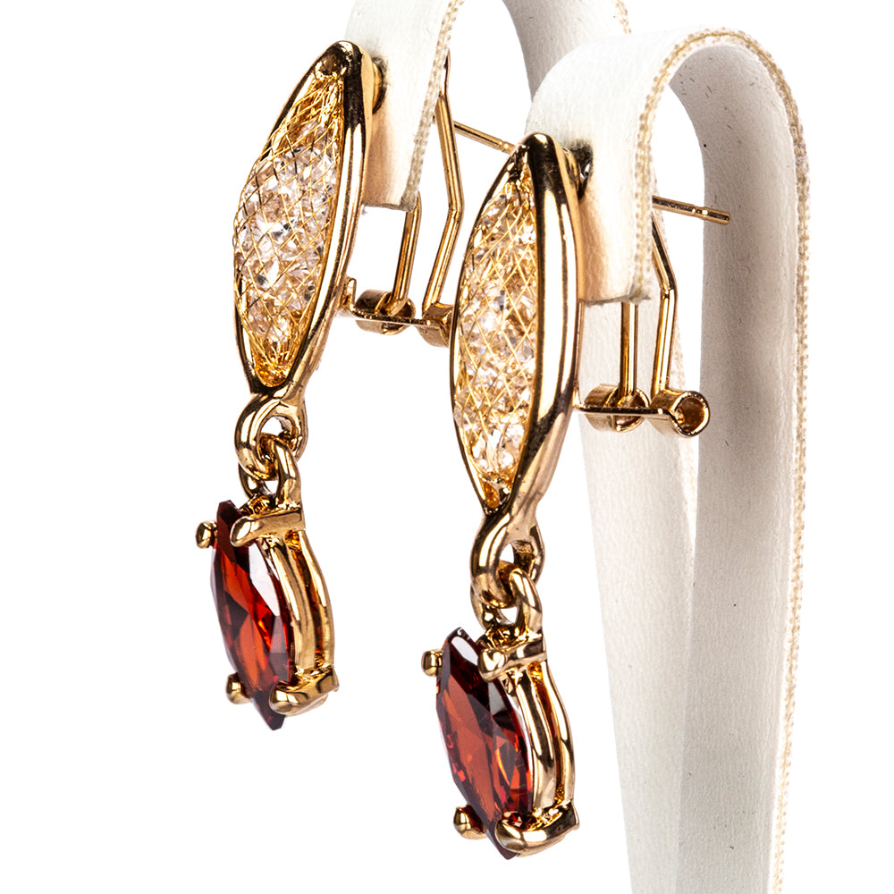 Set din Aliaj Placat cu Aur cu Cristal Roșu Emporia® ( Colier+Cercei ) 3 