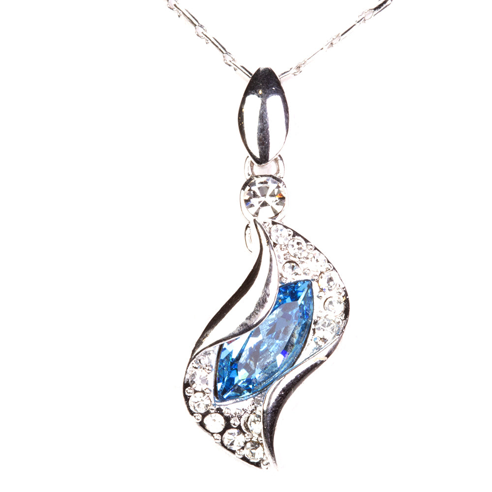 Set din Aliaj Placat cu Aur cu Cristal Albastru Emporia® ( Cercei+Pandantiv ) 2 