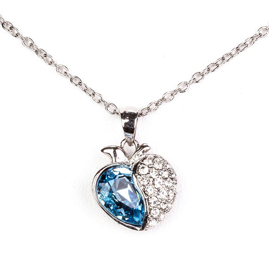 Set din Aliaj Placat cu Aur cu Cristal Albastru Emporia® ( Cercei+Pandantiv )