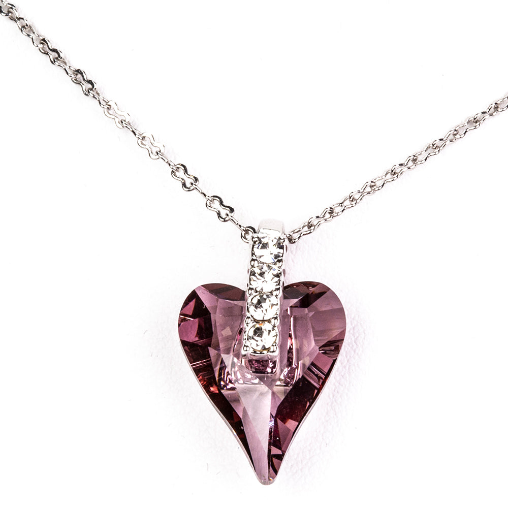 Set din Aliaj Placat cu Aur cu Cristal Violet Emporia® ( Cercei+Pandantiv ) 2 