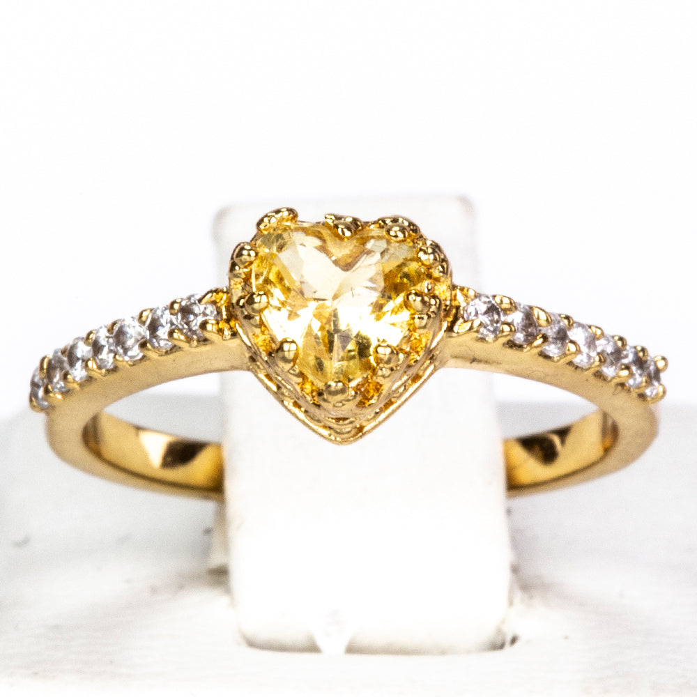 Inel din Aliaj Placat cu Aur cu Cristal Galben Emporia® 1 