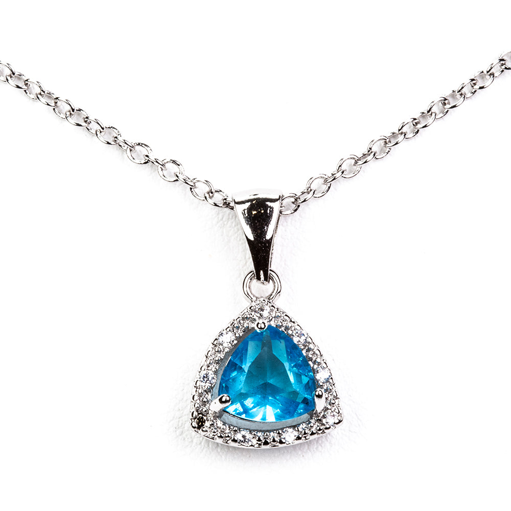 Set din Aliaj Placat cu Aur cu Cristal Albastru Emporia® ( Colier+Cercei+Inel ) 2 