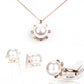 Set din Aliaj Placat cu Aur cu Perlă de cristal și Cristal Alb Emporia® ( Colier+Cercei+Inel )