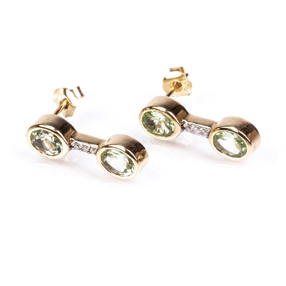 Cercei din Aur de 9K ( 2.37 grame ) cu Granat Kijani și Diamant Alb 1.45 Carate 1 