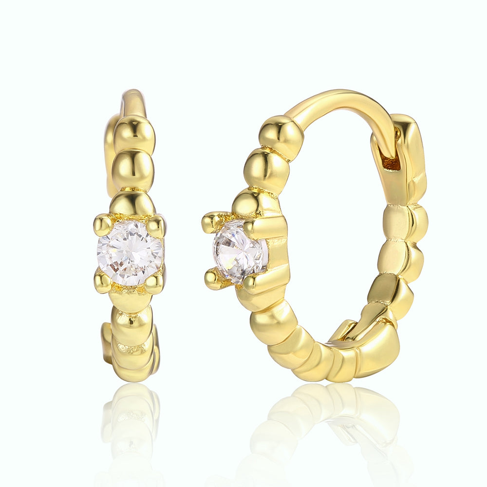 Cercei din Aliaj Placat cu Aur ( 10 grame ) cu Cristal Alb Emporia® 1 