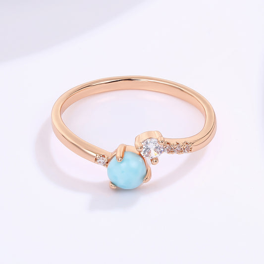 Inel din Aliaj Placat cu Aur ( 10 grame ) cu Cristal Albastru Emporia® și Cristal Alb Emporia®