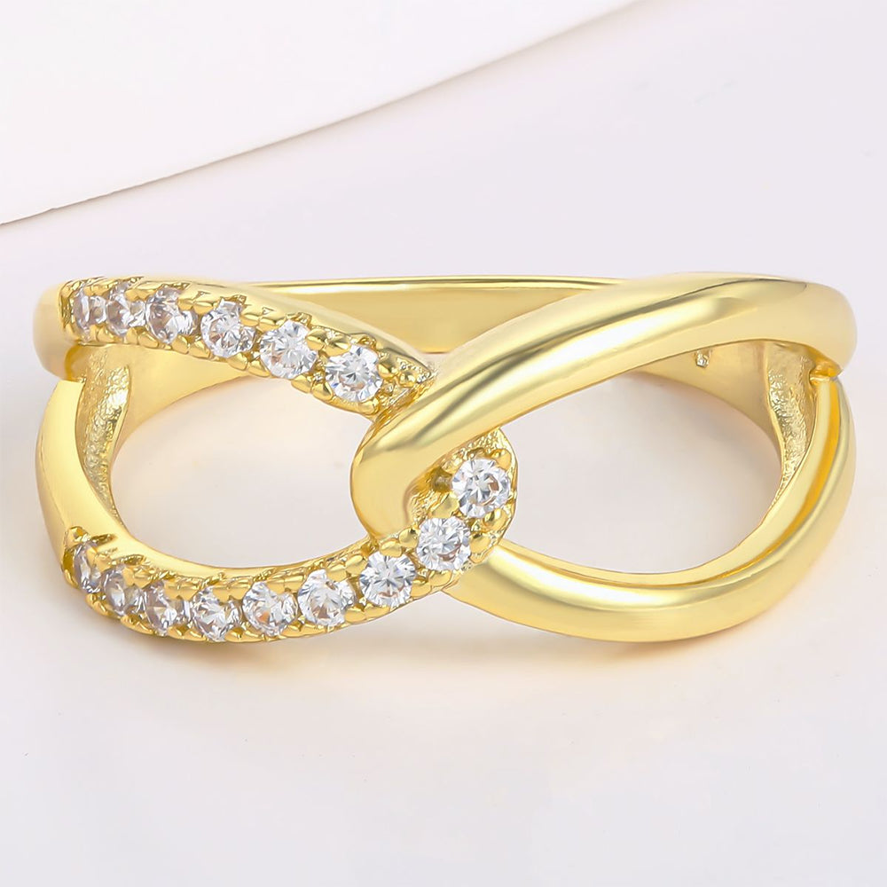 Inel din Aliaj Placat cu Aur ( 10 grame ) cu Cristal Alb Emporia® 1 