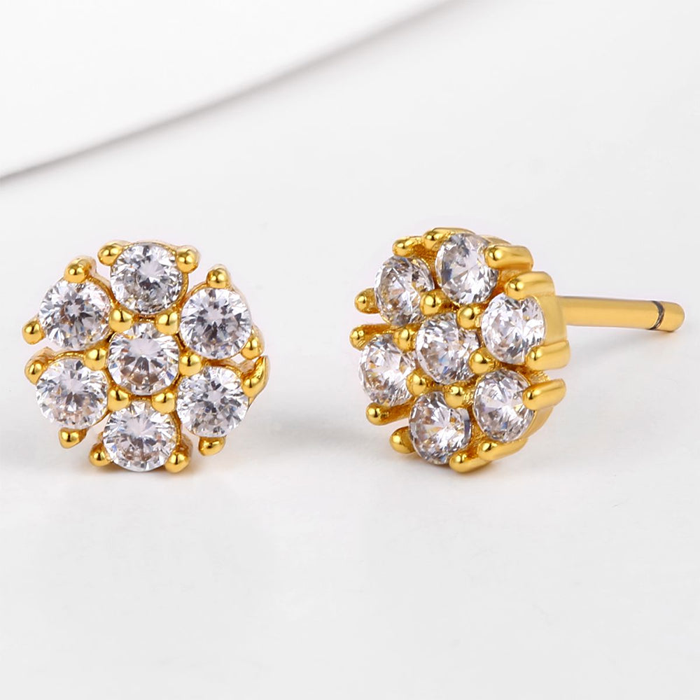 Cercei din Aliaj Placat cu Aur ( 10 grame ) cu Cristal Alb Emporia® 1 