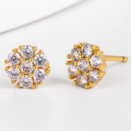 Cercei din Aliaj Placat cu Aur ( 10 grame ) cu Cristal Alb Emporia®