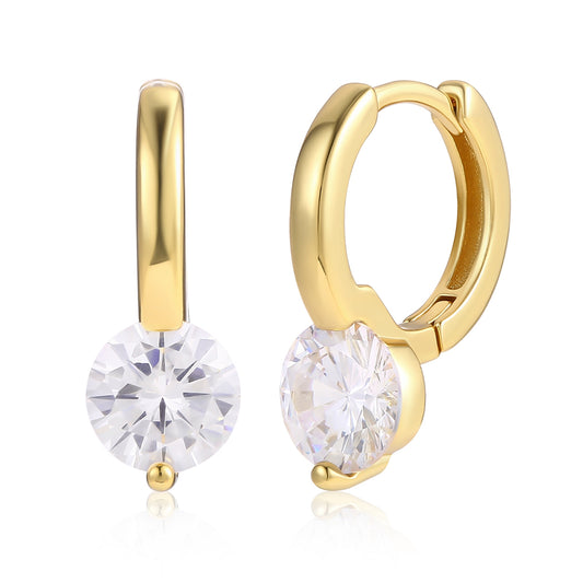 Cercei din Aliaj Placat cu Aur ( 10 grame ) cu Cristal Alb Emporia®