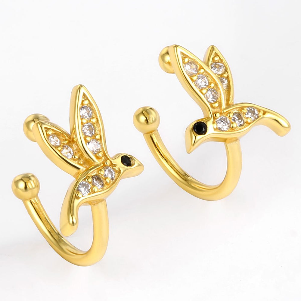 Cercei din Aliaj Placat cu Aur ( 10 grame ) cu Cristal Alb Emporia® și Cristal Negru Emporia® 1 