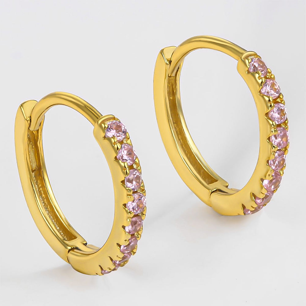 Cercei din Aliaj Placat cu Aur ( 10 grame ) cu Cristal Roz Emporia®