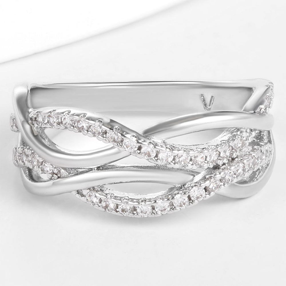 Inel din Aliaj Placat cu Aur ( 10 grame ) cu Cristal Alb Emporia® 1 