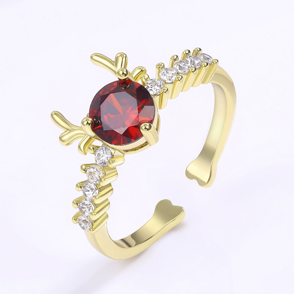 Inel din Aliaj Placat cu Aur ( 10 grame ) cu Cristal Roșu Emporia® și Cristal Alb Emporia® 1 