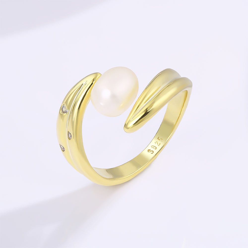 Inel din Aliaj Placat cu Aur ( 10 grame ) cu Perlă de cristal 1 