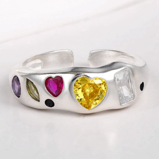 Inel din Aliaj Placat cu Aur ( 10 grame ) cu Cristal Roșu Emporia® și Cristal Galben Emporia®