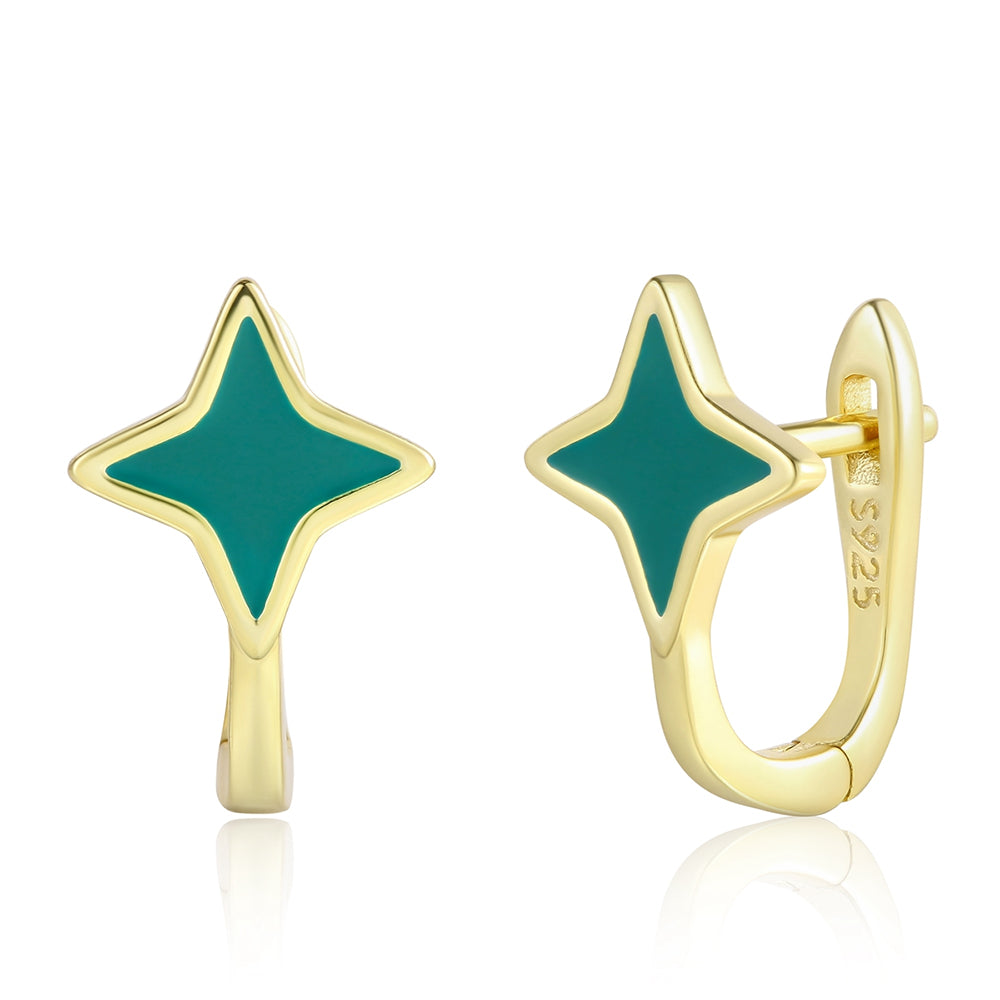 Cercei din Aliaj Placat cu Aur ( 10 grame ) cu Cristal Verde Emporia® 1 