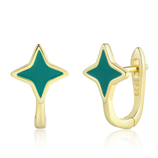 Cercei din Aliaj Placat cu Aur ( 10 grame ) cu Cristal Verde Emporia®