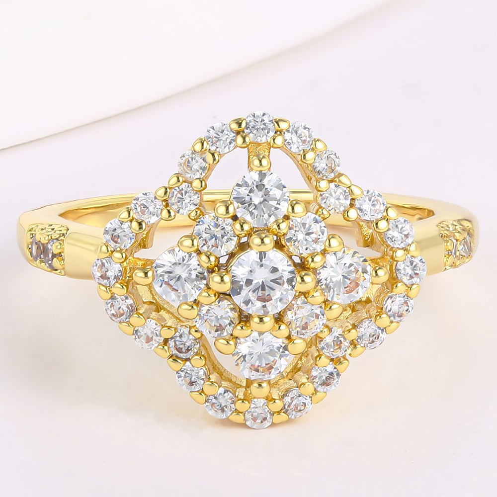 Inel din Aliaj Placat cu Aur ( 10 grame ) cu Cristal Alb Emporia® 1 