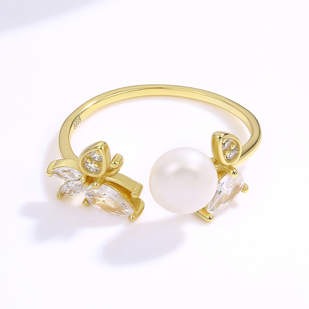 Inel din Aliaj Placat cu Aur ( 10 grame ) cu Cristal Alb Emporia® 1 