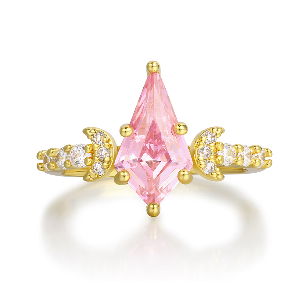 Inel din Aliaj Placat cu Aur ( 10 grame ) cu Cristal Roz Emporia® și Cristal Alb Emporia®
