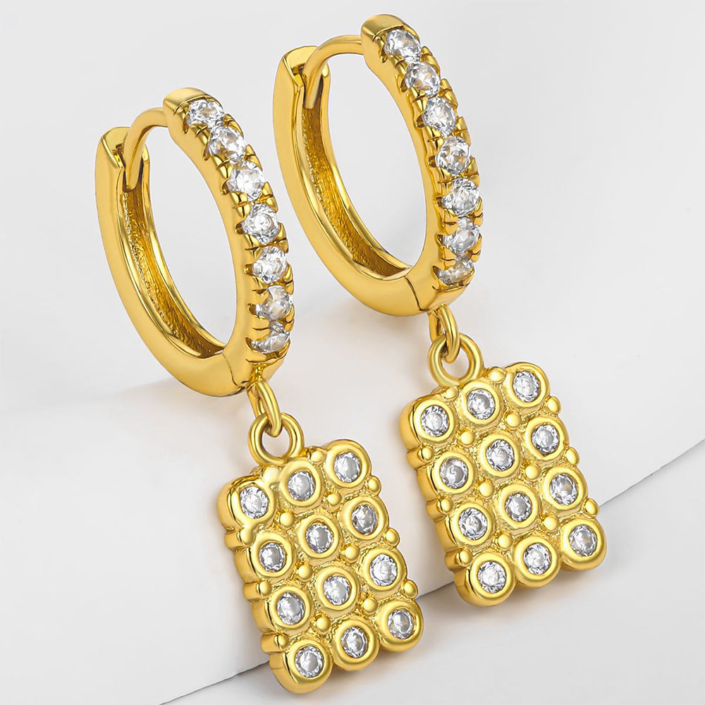 Cercei din Aliaj Placat cu Aur ( 10 grame ) cu Cristal Alb Emporia® 1 