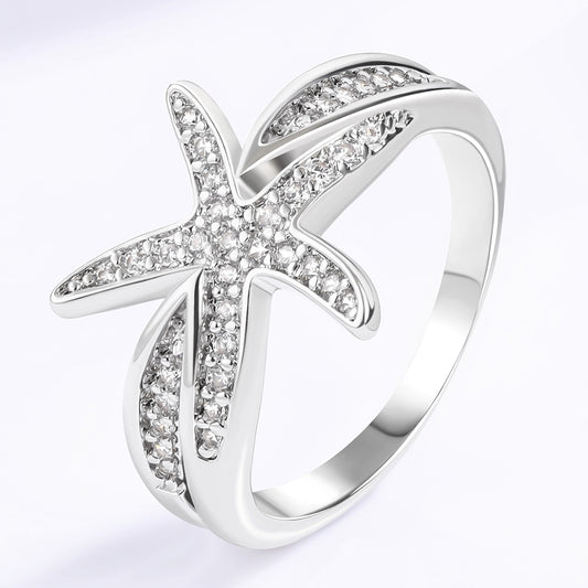 Inel din Aliaj Placat cu Aur ( 10 grame ) cu Cristal Alb Emporia®