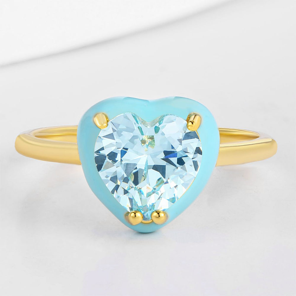 Inel din Aliaj Placat cu Aur ( 10 grame ) cu Cristal Albastru Emporia® 1 