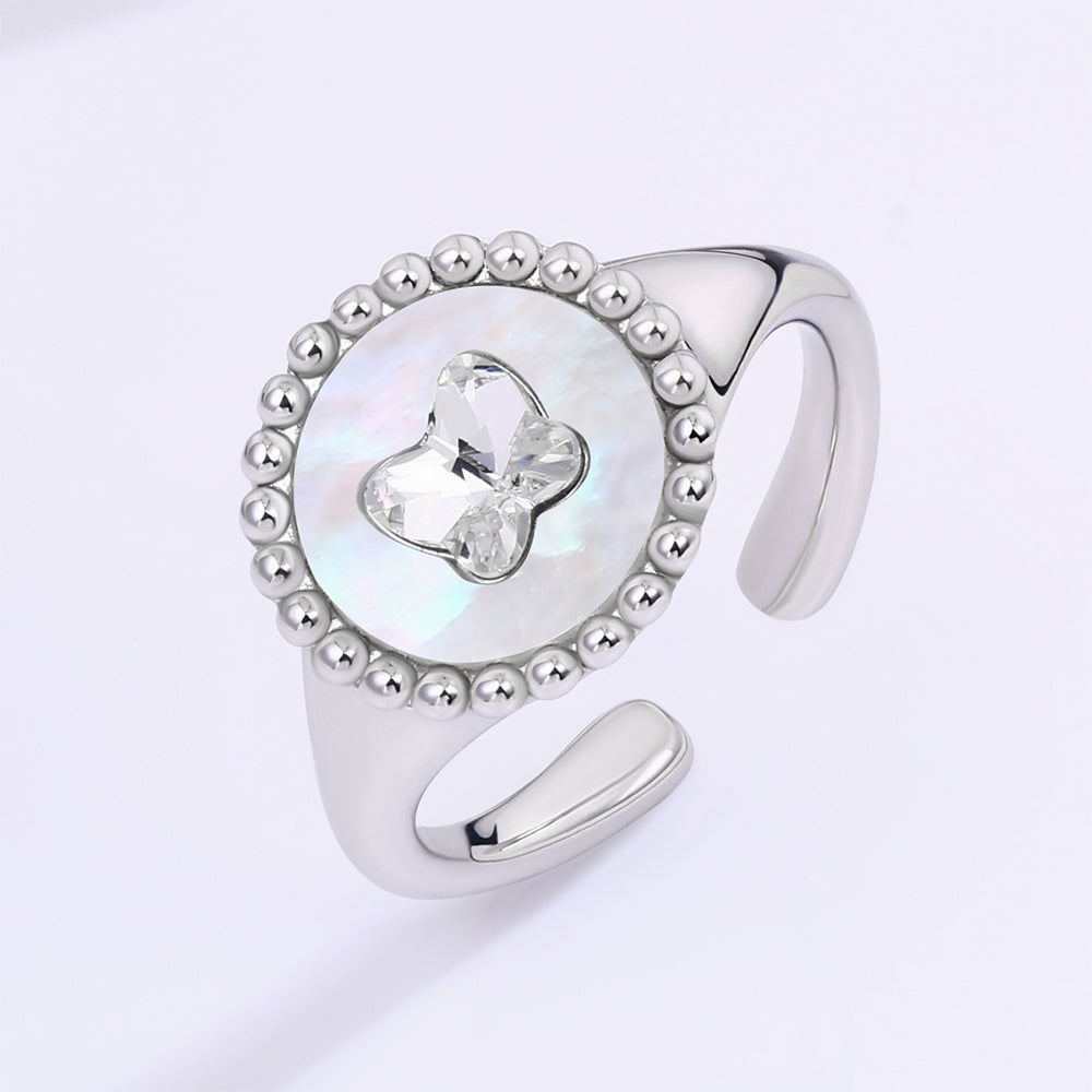 Inel din Aliaj Placat cu Aur ( 10 grame ) cu Cristal Alb Emporia® 1 