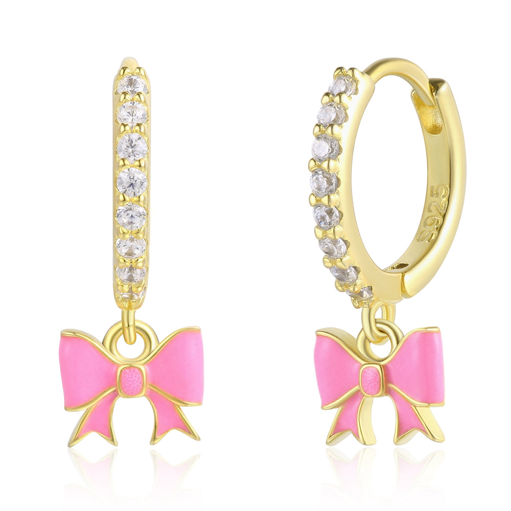 Cercei din Aliaj Placat cu Aur ( 10 grame ) cu Cristal Roz Emporia®