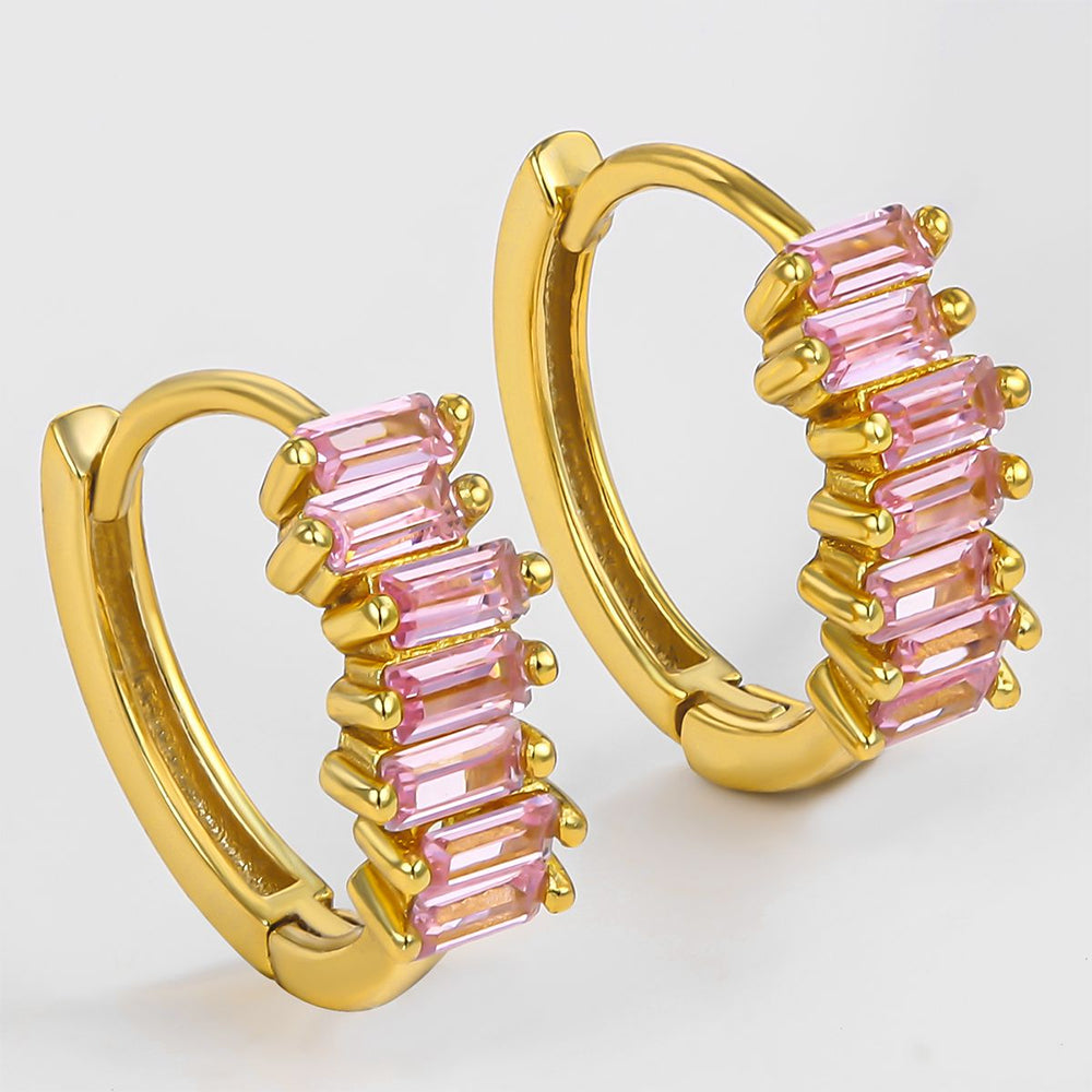 Cercei din Aliaj Placat cu Aur ( 10 grame ) cu Cristal Roz Emporia® 1 