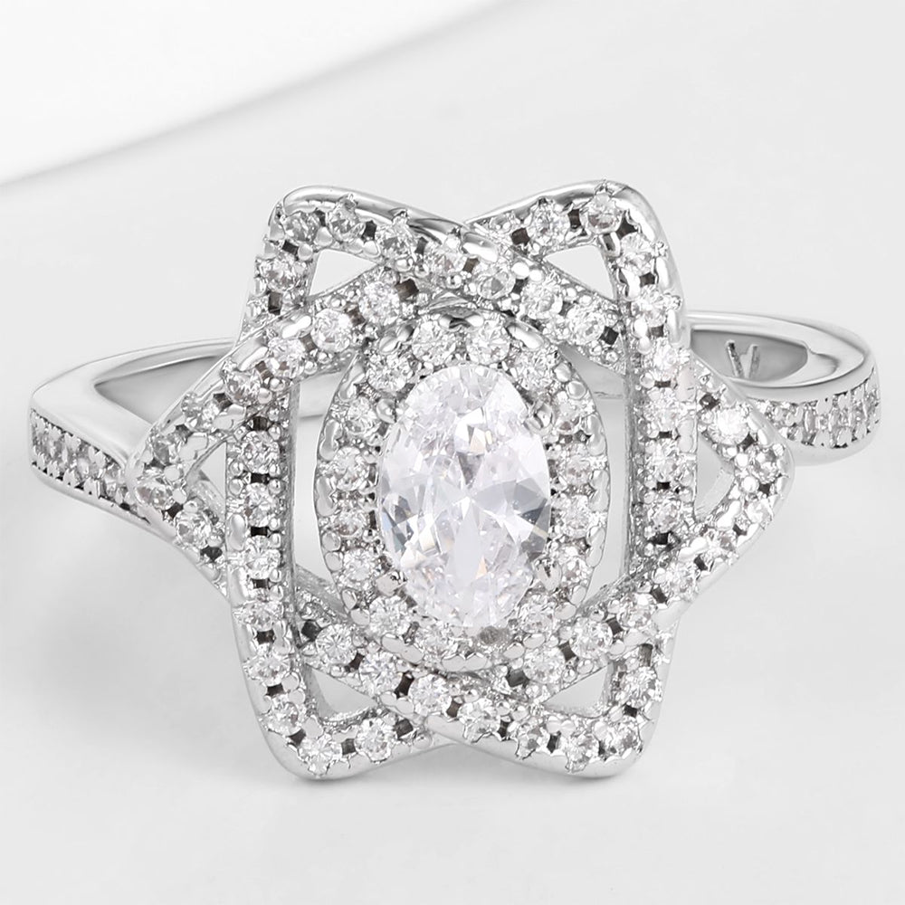 Inel din Aliaj Placat cu Aur ( 10 grame ) cu Cristal Alb Emporia® 1 