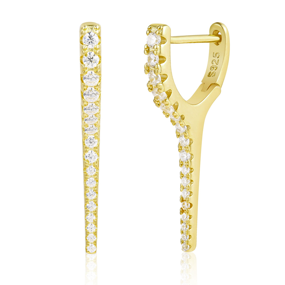 Cercei din Aliaj Placat cu Aur ( 10 grame ) cu Cristal Alb Emporia® 1 