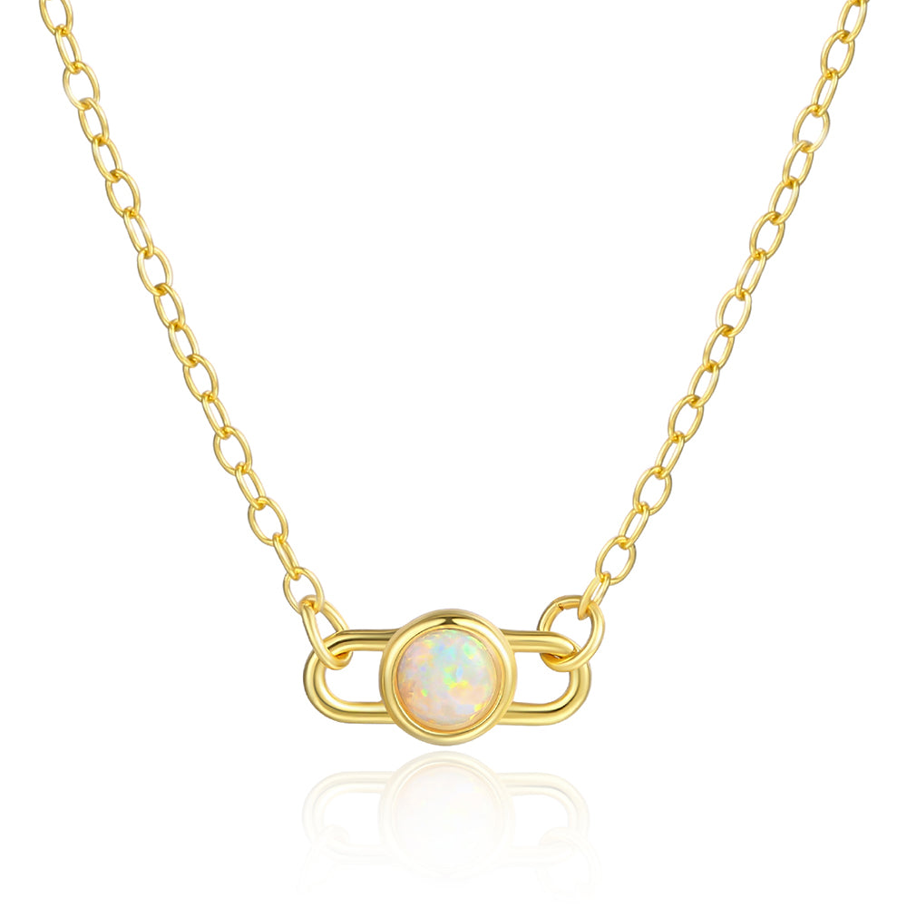 Colier din Aliaj Placat cu Aur ( 10 grame ) cu Cristal Alb Emporia® 1 