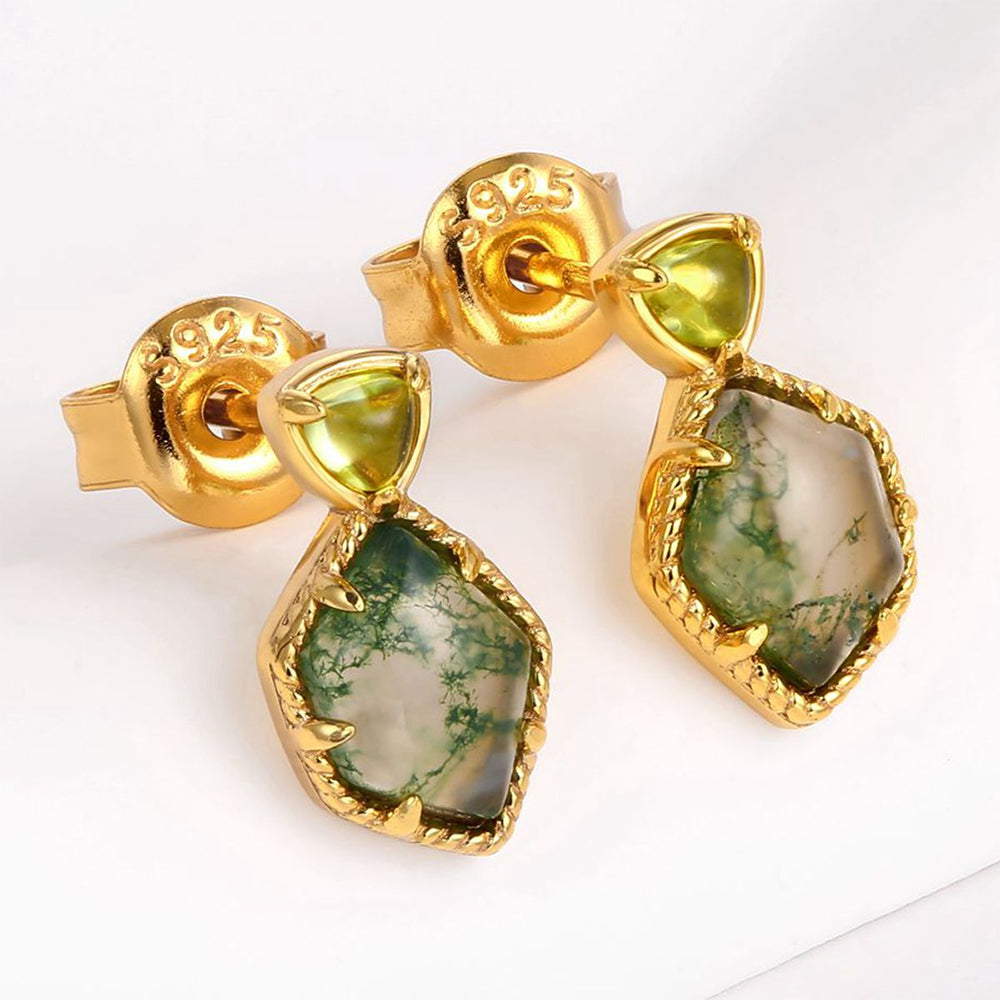 Cercei din Aliaj Placat cu Aur ( 10 grame ) cu Cristal Verde Emporia® 1 
