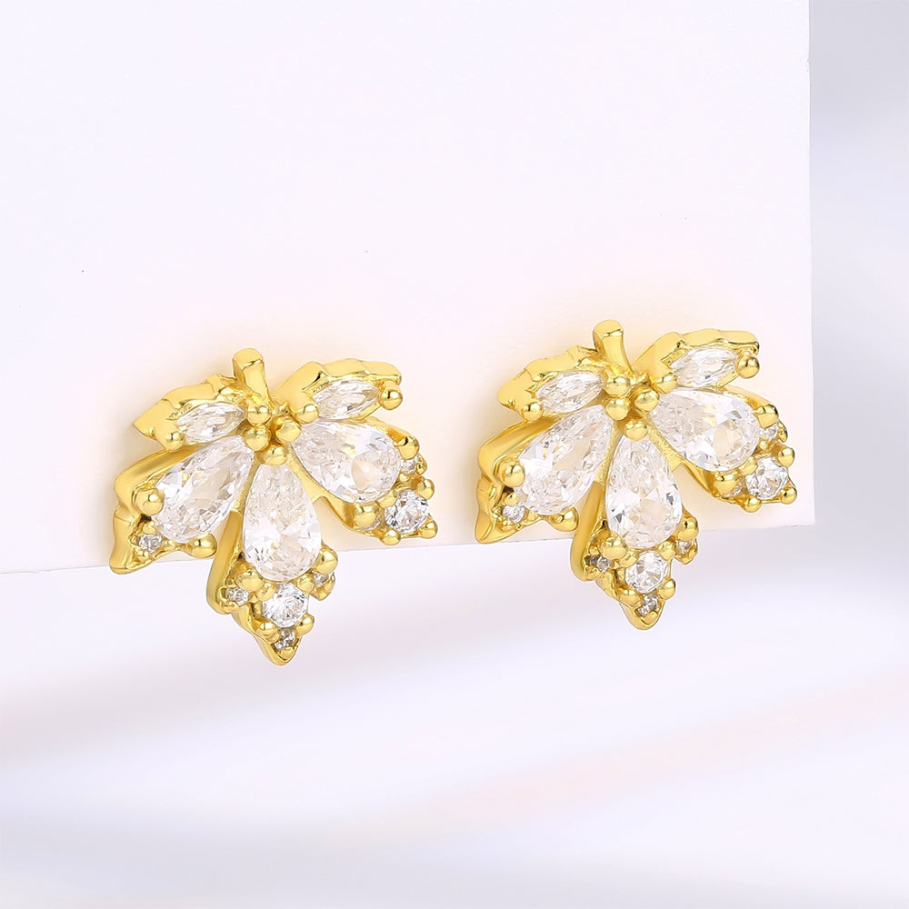 Cercei din Aliaj Placat cu Aur ( 10 grame ) cu Cristal Alb Emporia® 1 