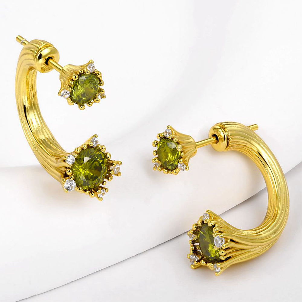 Cercei din Aliaj Placat cu Aur ( 10 grame ) cu Cristal Verde Emporia® 1 