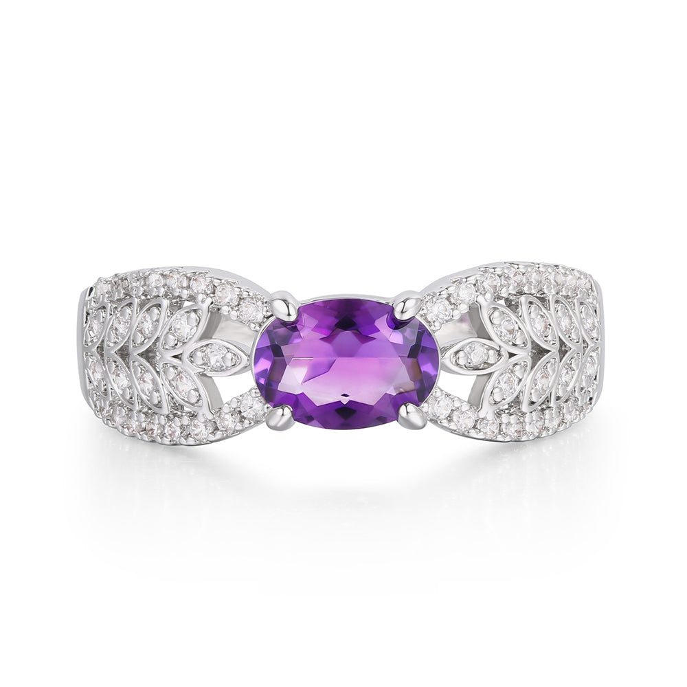 Inel din Aliaj Placat cu Aur ( 10 grame ) cu Cristal Violet Emporia® și Cristal Alb Emporia®
