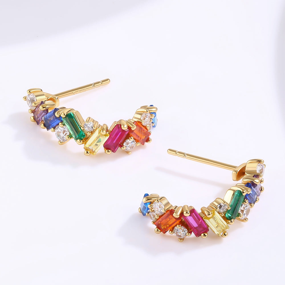 Cercei din Aliaj Placat cu Aur ( 10 grame ) cu Cristal Roșu Emporia® și Cristal Verde Emporia® 1 