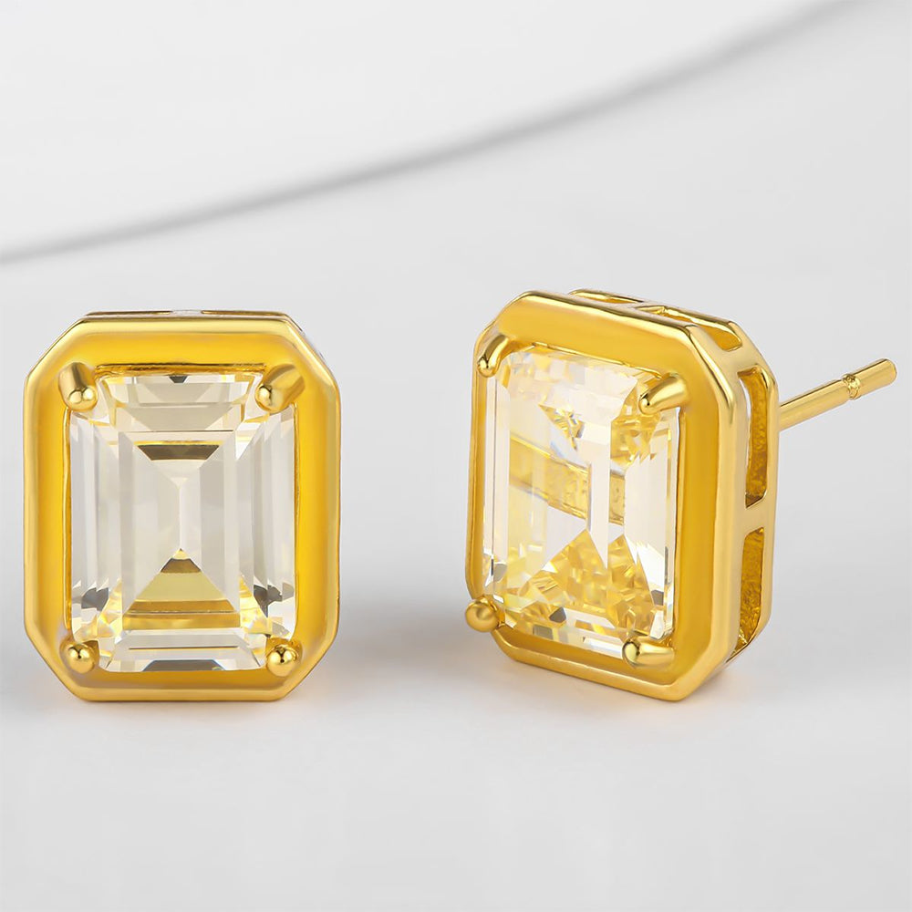 Cercei din Aliaj Placat cu Aur ( 10 grame ) cu Cristal Alb Emporia® 1 