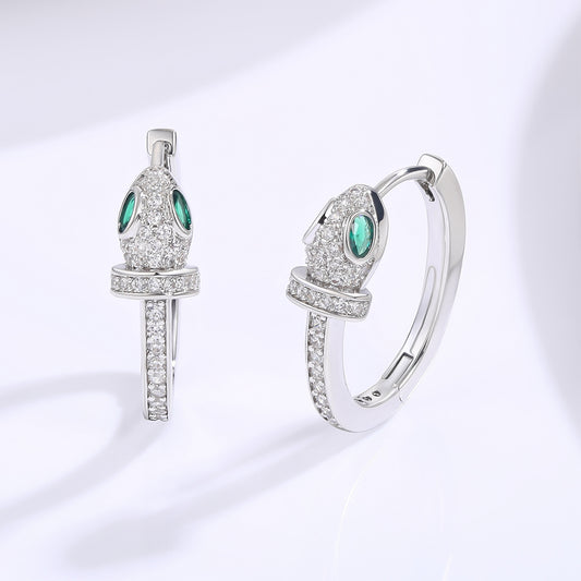 Cercei din Aliaj Placat cu Aur ( 10 grame ) cu Cristal Verde Emporia® și Cristal Alb Emporia®