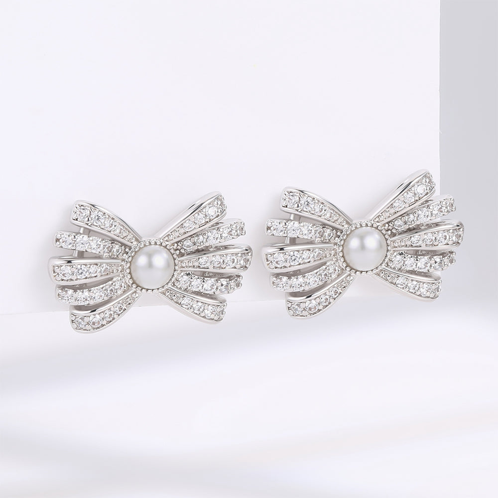 Cercei din Aliaj Placat cu Aur ( 10 grame ) cu Cristal Alb Emporia® 1 