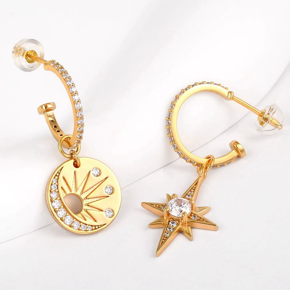 Cercei din Aliaj Placat cu Aur ( 10 grame ) cu Cristal Alb Emporia®