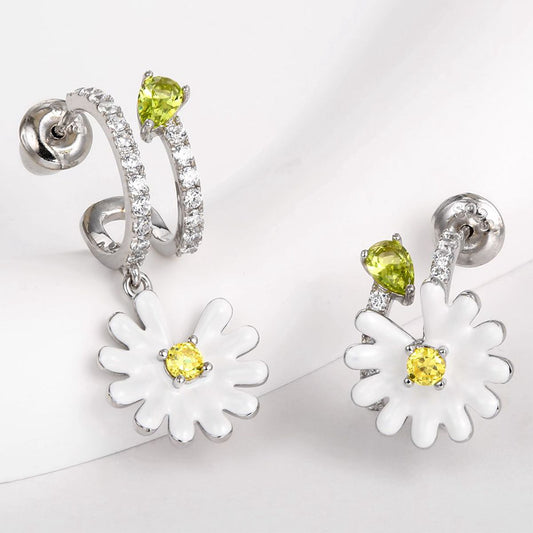 Cercei din Aliaj Placat cu Aur ( 10 grame ) cu Cristal Alb Emporia® și Cristal Galben Emporia®