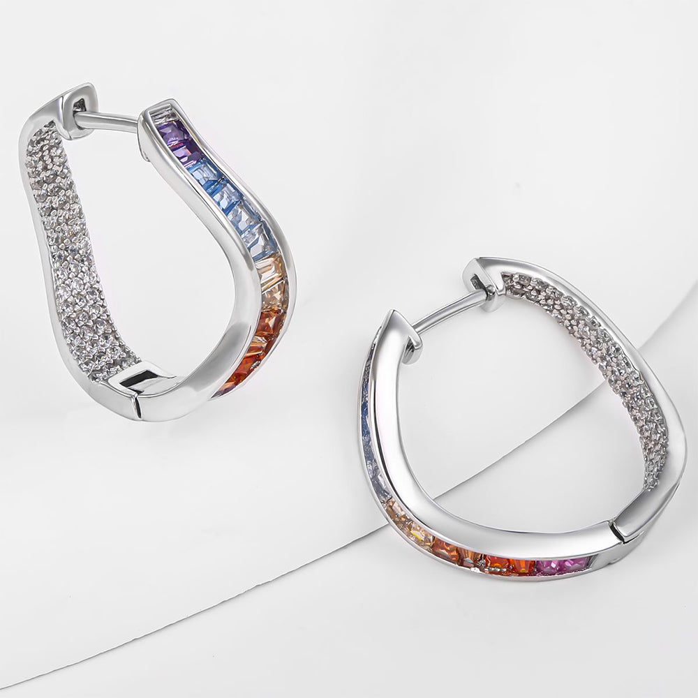 Cercei din Aliaj Placat cu Aur cu Cristal Albastru Emporia® și Cristal Roșu Emporia®