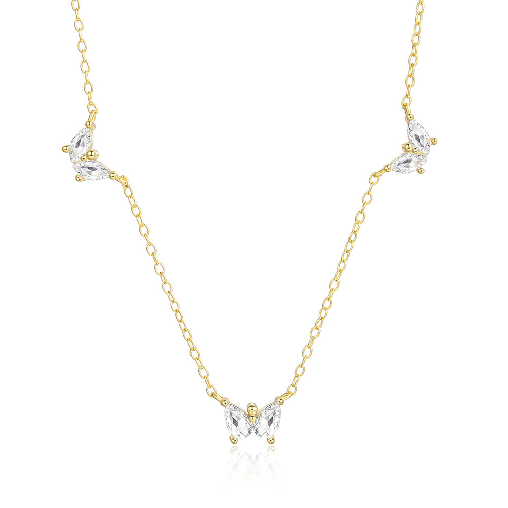 Colier din Aliaj Placat cu Aur ( 10 grame ) cu Cristal Alb Emporia® 1 