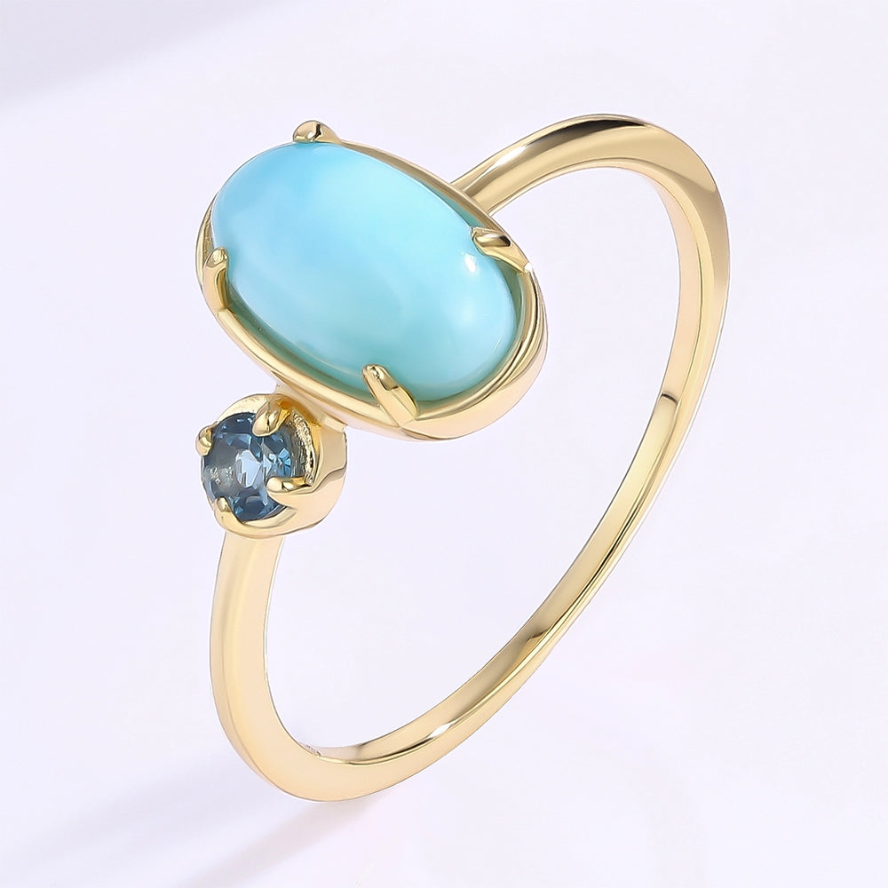 Inel din Aliaj Placat cu Aur ( 10 grame ) cu Cristal Albastru Emporia® 1 