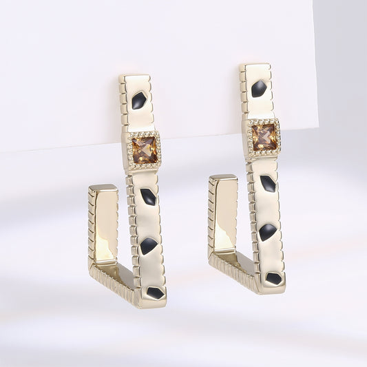 Cercei din Aliaj Placat cu Aur ( 10 grame ) cu Cristal Maro Emporia®