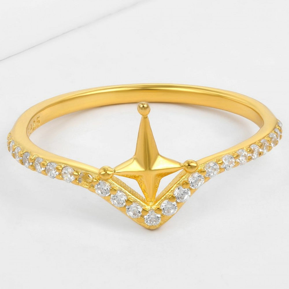 Inel din Aliaj Placat cu Aur cu Cristal Alb Emporia®